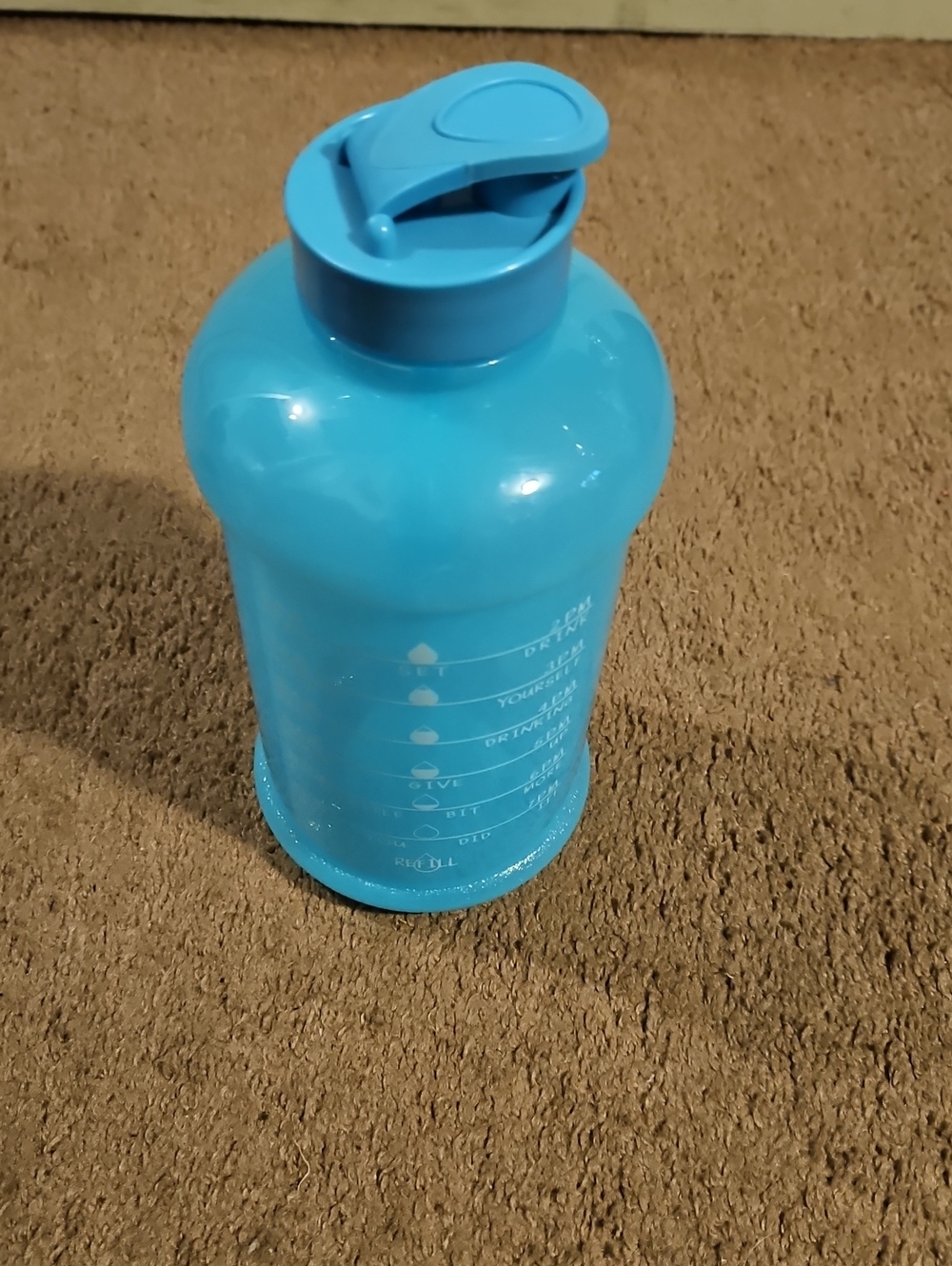 Large Blue Plastic Water Bottle with Flip Lid